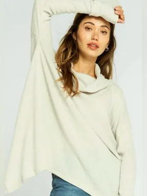 We The Free Juicy Long Sleeve Waffle Knit Top Split-Back Cowl Neck Sweater Sz XS thumbnail 2