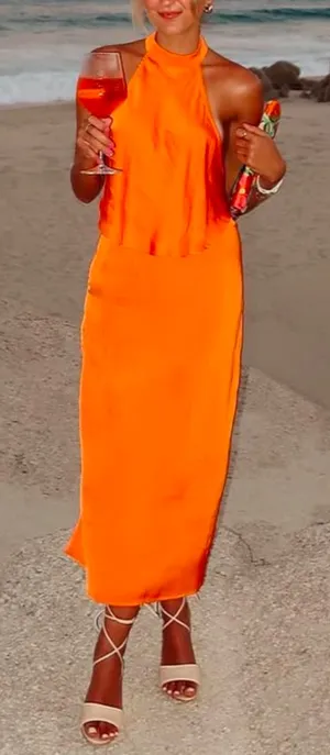 Vestique Orange satin two piece set thumbnail 1