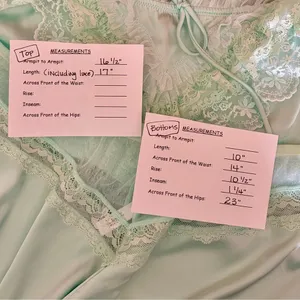 ANTHROPOLOGIE Two Piece Set Crop Lace Ruffle Cami Short Mint Green Lacey Medium thumbnail 14