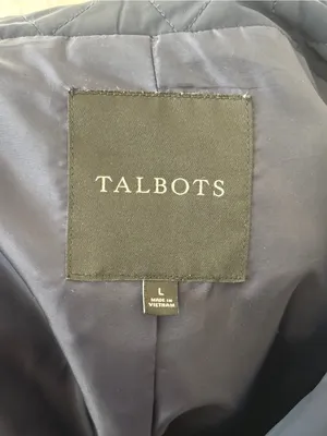 Talbots Navy Quilted Lightweight Puffer Jacket Size Large Ribbed Sides‎ Full Zip thumbnail 13