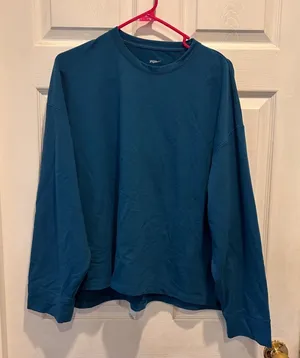 Nike Yoga Dri-FIT Wmns Large Teal Oversized Long Sleeve Top Gold Glitter Swoosh‎ thumbnail 1