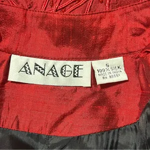 Vintage Anage Red Silk Beaded Sequins Kimono Jacket Sz S Artsy Boho Embroidered thumbnail 8