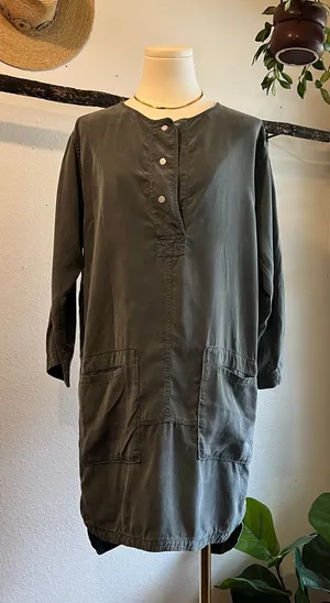 GAP Sage Green Linen Blend Utility Pockets Slip on Summer Dress Small thumbnail 1