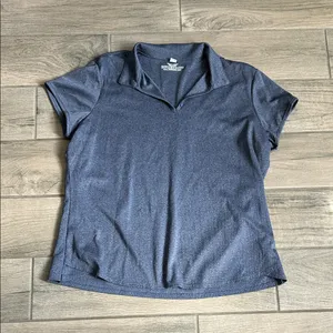Women's Heathered Blue Short Sleeve Polo thumbnail 1