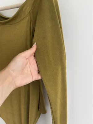 Free People That’s Hot One Shoulder Bodysuit Olive Green Size L thumbnail 11