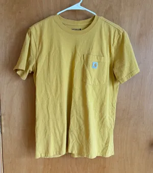 Carhartt Pocket T-Shirt Women Medium Yellow‎ Loose Fit Short Sleeve Crewneck thumbnail 1