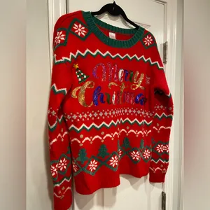 Holiday Time Size S Merry Christmas Embellished Sequin Crew Neck Ugly Sweater thumbnail 4
