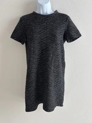 Zara Trafaluc Women's Grey Geometric Knit Short Sleeve Mini Dress Size‎ S Small thumbnail 1