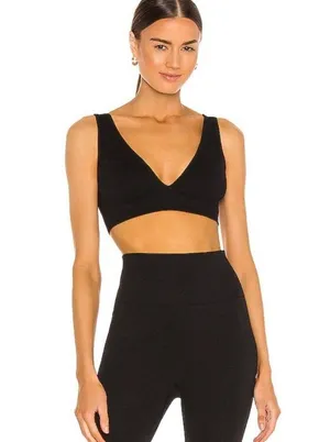 WeWoreWhat Black Knit V-Neck Bralette thumbnail 1