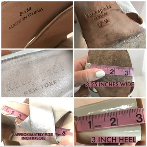 Kate Spade Beige Patent Leather Criss-Cross Vamp Slide Block Heel Shoes (6.5) thumbnail 10