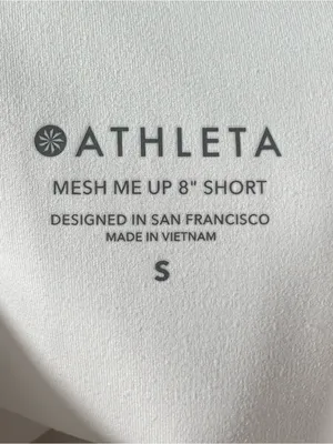 Athleta Mesh Me Up 8” Bike Shorts‎ White High Rise Mesh Hem Women’s Small thumbnail 8
