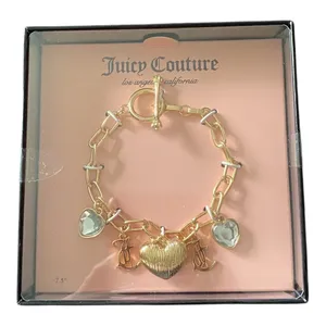 NWT-JUICY COUTURE-GOLD TONE HEART CHARM BRACELET Brand new in box thumbnail 1