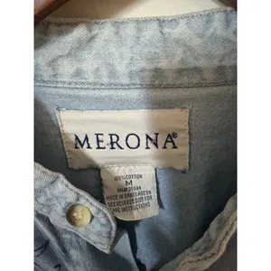 Vintage Denim Shirt Womens M Handpainted Horses Button Down Long Sleeve Merona thumbnail 8