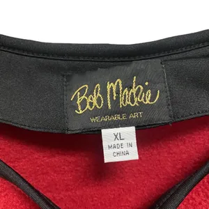 Bob Mackie Red Vest Wearable Art Women's XL Embroidered Pocket Full zip Up Artsy thumbnail 4