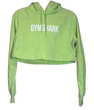 Gymshark Cropped Hoodie S Pullover Drawstrings Workout Gym Training‎ Lime Green thumbnail 1