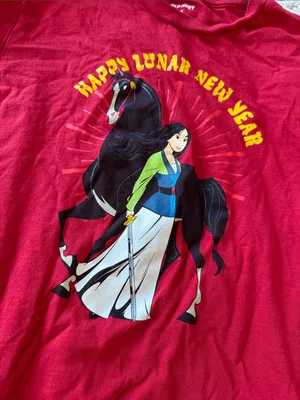 Old Navy Disney Red Lunar New Year Tee with Mulan and Horse Graphic thumbnail 5
