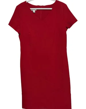 Alyx Limited Women's Red Short Sleeve V-Neckline Sheath Dress Size 14 thumbnail 1