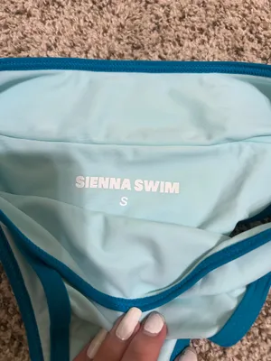 Sienna swim high rise bikini bottom Blue thumbnail 4