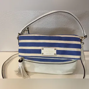 Kate Spade Maria Southport Ave Blue&White Leather‎ Crossbody Bag thumbnail 7