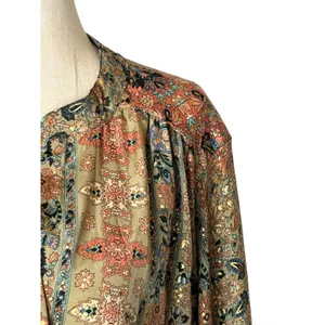 Paani Mini Dress Women Small‎ Tan Gold Metallic NWT Boho Floral Tassel Festival thumbnail 5