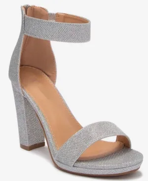 Top Moda Silver Shimmery Chunky Heel Sandal thumbnail 2