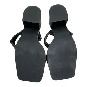 EUC Steve Madden Harper Heeled Studded Sandals Black Silver Size 9.5 thumbnail 8