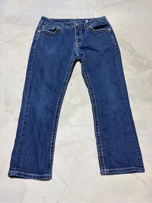 Miss me boyfriend capri jeans bejeweled pockets 28 thumbnail 1
