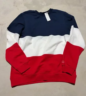 Eleven Paris NWT Tanner Colorblock Crewneck sweatshirt Navy White Red large thumbnail 1