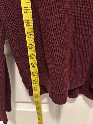 Lauren Ralph Lauren Women’s Burgundy Ribbed Cowl Neck Sweater L thumbnail 5