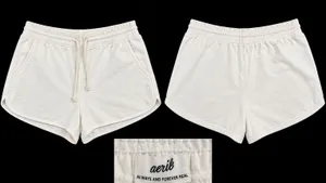 Aerie White Fleece Dolphin Shorts Drawstring Women’s L thumbnail 1