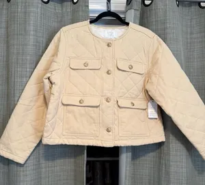 Time and Tru Cream Quilted Puffer Jacket thumbnail 1