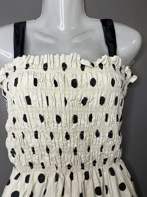 En Saison Dress Womens Medium White Polka Dot Smocked Tiered Maxi Sundress thumbnail 2