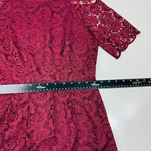 Madewell Lace Magnolia Shift Mini‎ Dress Burgundy Size 4 thumbnail 6
