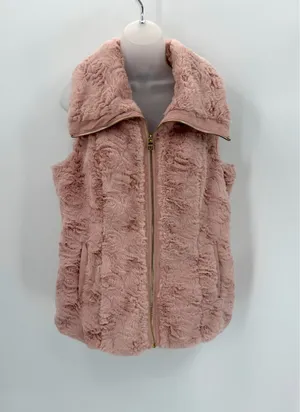 Marc New York Vest Women’s M Pink Faux Fur Zip Andrew Marc Plush Layering READ thumbnail 3