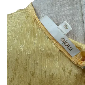 Maje Roseau Jacquard Skater Dress Long‎ Sleeve Yellow Size 40 US Large thumbnail 14