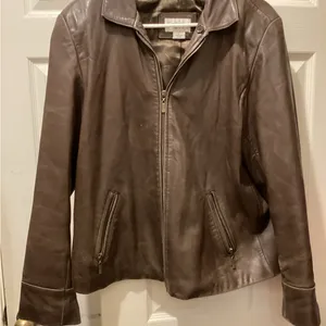 Brown Leather Jacket by Tribeca large thumbnail 1