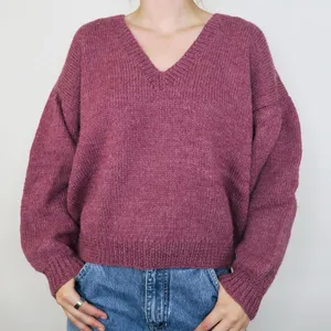 Vintage 80s Maroon V Neck Sweater Red Size M thumbnail 2