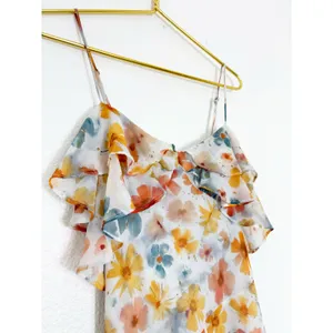 Anthropologie Sleeveless Asymmetric Ruffled Midi Dress Size Small Chiffon Fairy thumbnail 7