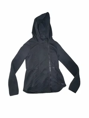 Hollister Quilted Black Hooded Soft Lightweight Cinch Waist Jacket Size Small thumbnail 2