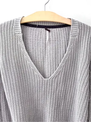 Free People Damsel Bell Sleeve Chunky Knit Sweater Gray XS Boho thumbnail 8