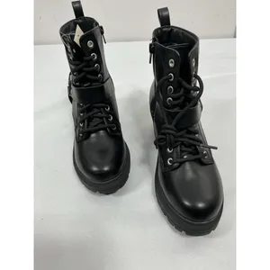Womans NWT NOBO Ankle Moto Boots Size 7.5 Black Chunky Heel Lace Up Side Zip thumbnail 8
