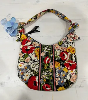 Vera Bradley Floral Quilted Hobo Bag Purse Zip‎ Top Colorful thumbnail 1