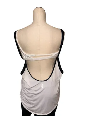 NWOT Free People Batter Up Tank Built In Bra Sweat Wicking White Black Medium thumbnail 6