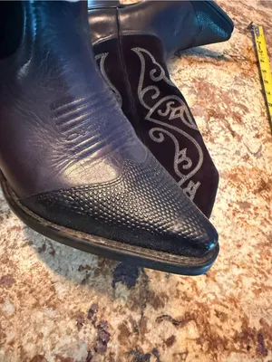 Nine West Black Leather Western Cowboy Boots Womens Size 7M Embroidered Mid Calf thumbnail 5