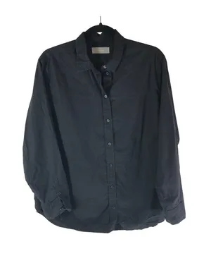 Everlane The Silky Cotton Relaxed Button Down Long Sleeve Shirt Black 14 thumbnail 1