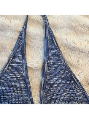 Vici JEANIE RUCHED HALTER KNIT CROP TOP - BLUE thumbnail 7