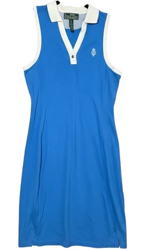 Lauren Ralph Lauren Active Sleeveless Polo Dress S Blue White Tennis Preppy thumbnail 1