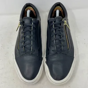 Vans Black Leather Side Zip Low Sneakers Womens 7.5 Mens 6 thumbnail 2