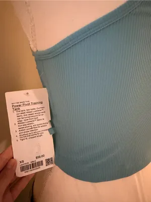 lululemon athletica Teal Ribbed Scoop Crop Tank thumbnail 3