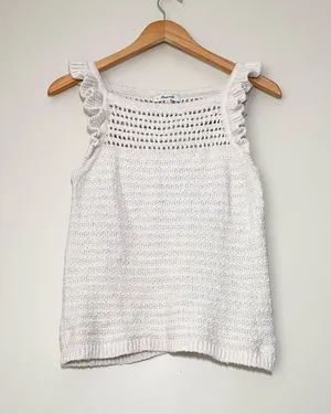 Madewell Ruffled Crochet Sweater Tank thumbnail 1
